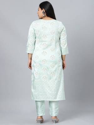 Green printed art silk kurtas-and-kurtis 3