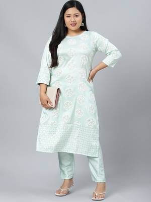 Green printed art silk kurtas-and-kurtis 5