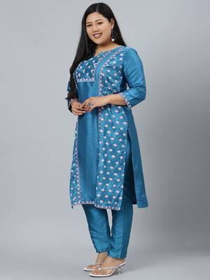 Blue printed art silk kurtas-and-kurtis 2