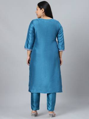 Blue printed art silk kurtas-and-kurtis 3