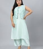 Green printed art silk kurtas-and-kurtis