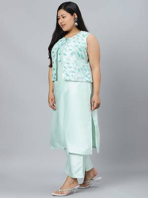 Green printed art silk kurtas-and-kurtis 2
