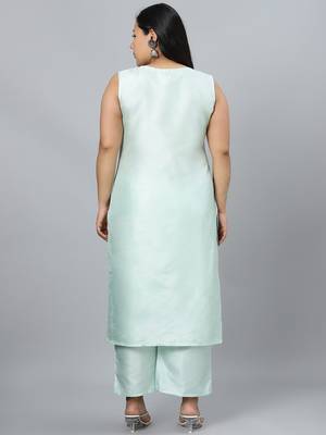 Green printed art silk kurtas-and-kurtis 3
