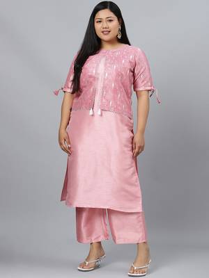 Pink printed art silk kurtas-and-kurtis 1