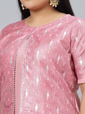 Pink printed art silk kurtas-and-kurtis 4