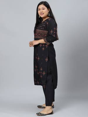 Black printed art silk kurtas-and-kurtis 2