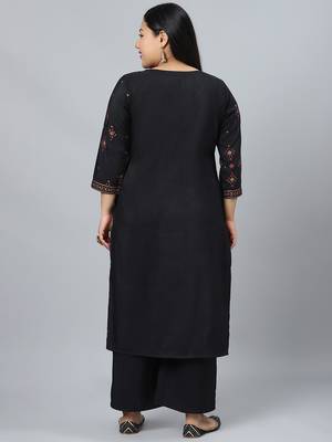 Black printed art silk kurtas-and-kurtis 3