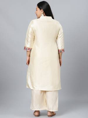 Cream printed art silk kurtas-and-kurtis 3