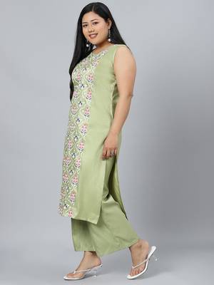 Green printed art silk kurtas-and-kurtis 2