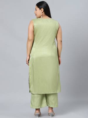 Green printed art silk kurtas-and-kurtis 3