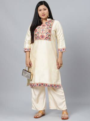 Cream printed art silk kurtas-and-kurtis 5