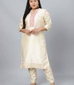 Cream plain art silk kurtas-and-kurtis
