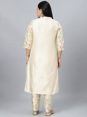 Cream plain art silk kurtas-and-kurtis 3