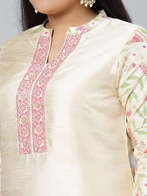 Cream plain art silk kurtas-and-kurtis 4