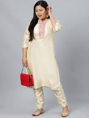 Cream plain art silk kurtas-and-kurtis 5