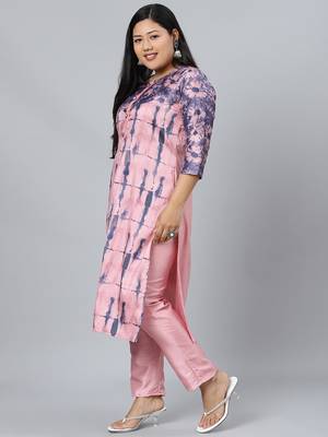 Pink printed art silk kurtas-and-kurtis 2