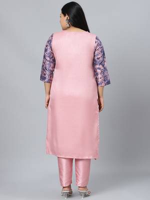 Pink printed art silk kurtas-and-kurtis 3