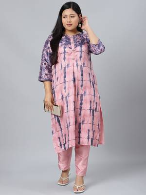Pink printed art silk kurtas-and-kurtis 4