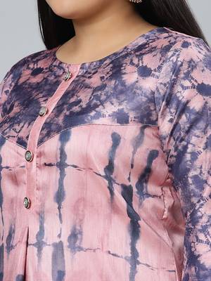 Pink printed art silk kurtas-and-kurtis 5