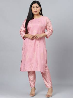 Pink printed art silk kurtas-and-kurtis 1