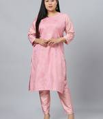 Pink printed art silk kurtas-and-kurtis