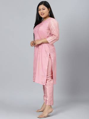 Pink printed art silk kurtas-and-kurtis 2