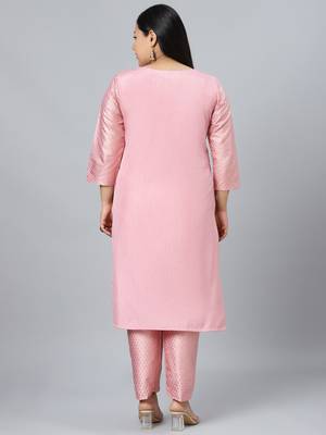 Pink printed art silk kurtas-and-kurtis 3