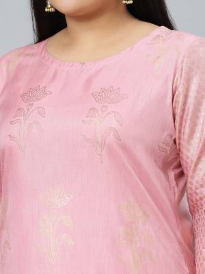 Pink printed art silk kurtas-and-kurtis 4