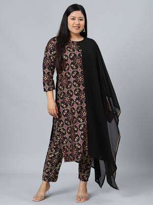 Black printed georgette kurtas-and-kurtis 1