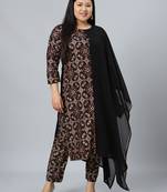 Black printed georgette kurtas-and-kurtis