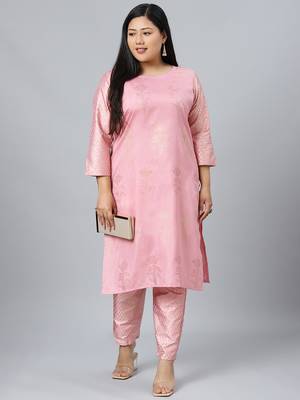 Pink printed art silk kurtas-and-kurtis 5
