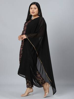 Black printed georgette kurtas-and-kurtis 2