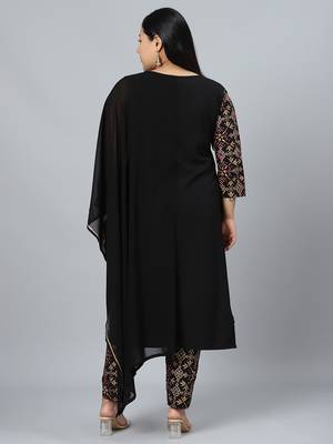 Black printed georgette kurtas-and-kurtis 3