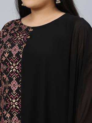 Black printed georgette kurtas-and-kurtis 4