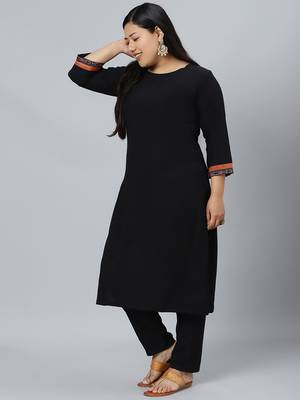 Black plain rayon kurtas-and-kurtis 2