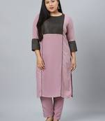 Purple printed crepe kurtas-and-kurtis