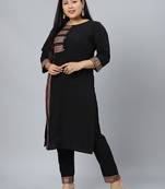 Black printed crepe kurtas-and-kurtis