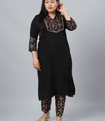 Black printed crepe kurtas-and-kurtis