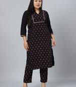 Black printed crepe kurtas-and-kurtis
