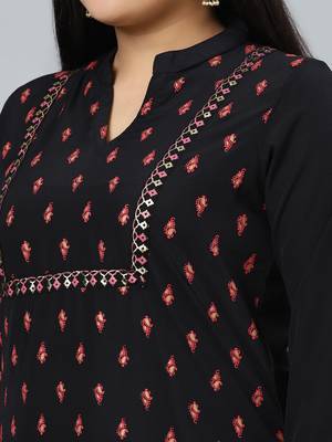 Black printed crepe kurtas-and-kurtis 4