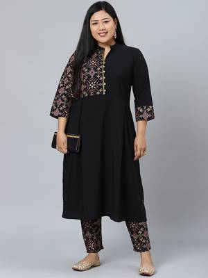 Black printed crepe kurtas-and-kurtis 1