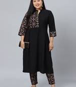 Black printed crepe kurtas-and-kurtis