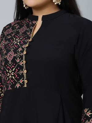 Black printed crepe kurtas-and-kurtis 4