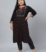 Black printed crepe kurtas-and-kurtis