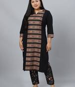 Black printed crepe kurtas-and-kurtis