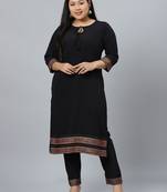 Black printed crepe kurtas-and-kurtis
