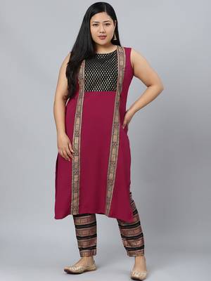 Pink printed crepe kurtas-and-kurtis 1