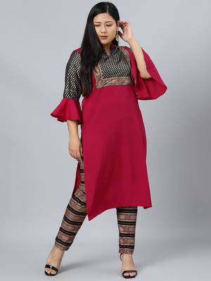 Pink printed crepe kurtas-and-kurtis 1