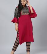 Pink printed crepe kurtas-and-kurtis