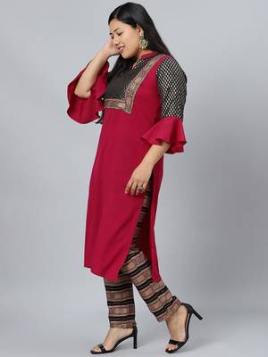 Pink printed crepe kurtas-and-kurtis 2